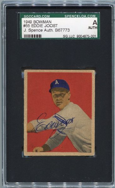 1949 Bowman #55 Eddie Joost Autographed SGC J. Spence AUTH