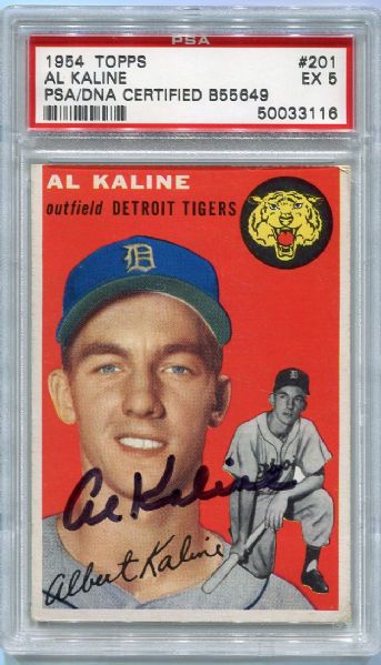 1954 Topps #201 Al Kaline Rookie Card Autographed PSA/DNA 5