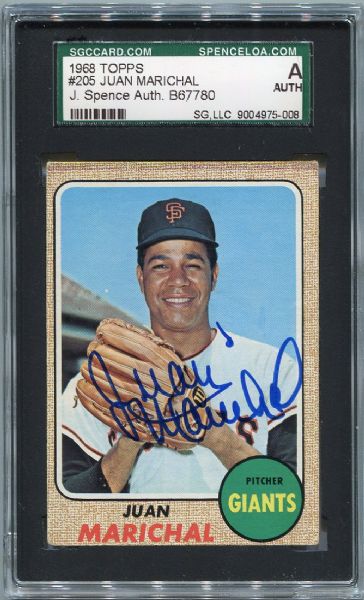 1968 Topps #205 Juan Marichal Autographed SGC J. Spence AUTH