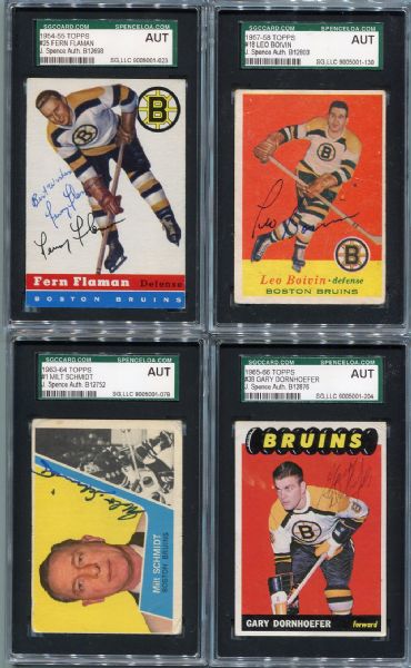 10 Card Topps Hockey 1954 to 1976 Lot All Autographed & Certified Inc HOFers