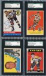 10 Card Topps Hockey 1954 to 1976 Lot All Autographed & Certified Inc HOFers