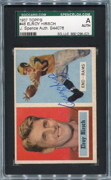 1957 Topps Football #46 Elroy "Crazylegs" Hirsch Autographed SGC J. Spence AUTH