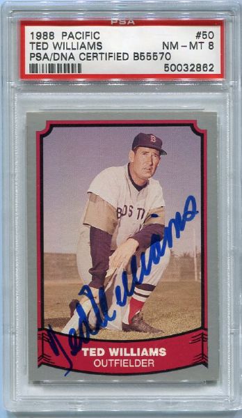 Ted Williams Autographed 1988 Pacific Card #50 PSA/DNA Certified NM-MT 8