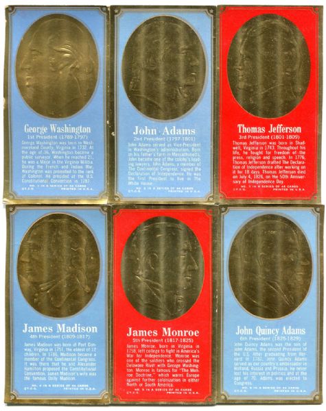1965 Topps Presidents And Famous Americans Complete Set of 44 Tallboy Embossed Cards