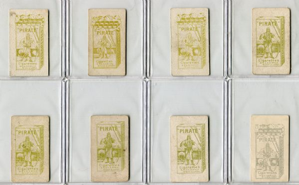 Lot of 8 Pirate Back Cigarettes Cards With 3 Different Backs