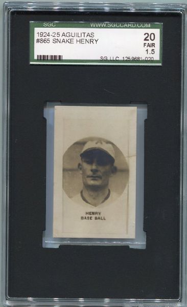 1924-25 Aguilitas #865 Snake Henry SGC 20