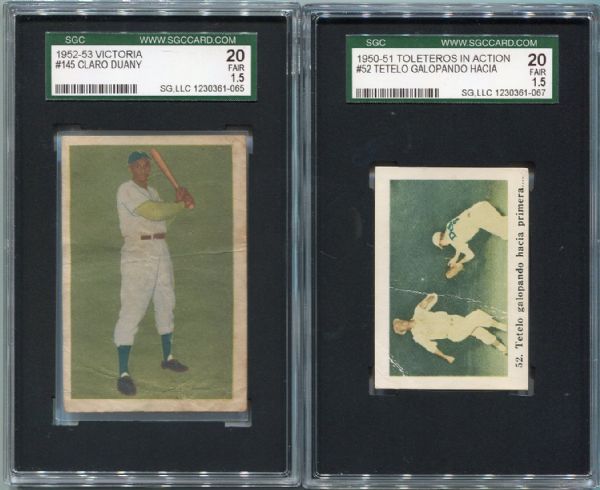 1950-51 Toleteros In Action #52 & 1952-53 Victoria #145 Both SGC 20