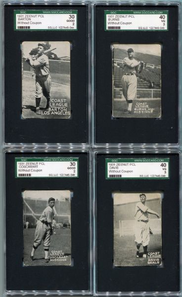 E137 1931 Zeenut Partial Set of 33 Different With Many Graded