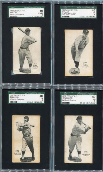 E137 1932 Zeenut Lot of 19 Different-10 SGC Graded