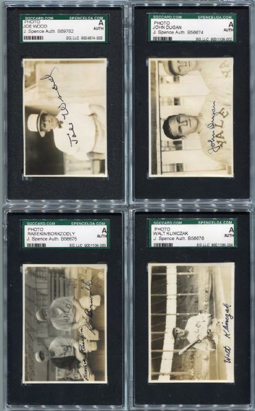 1935 Yale Baseball In Japan 4 Photographs - w/Joe Wood Auto - SGC/J. Spence AUTH