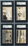 1935 Yale Baseball In Japan 4 Photographs - w/Joe Wood Auto - SGC/J. Spence AUTH