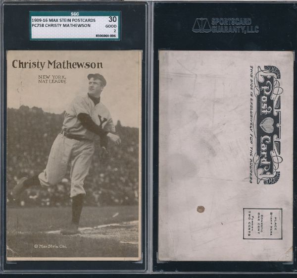 PC758 Max Stein Postcard Christy Mathewson SGC 30  (Quite Scarce)