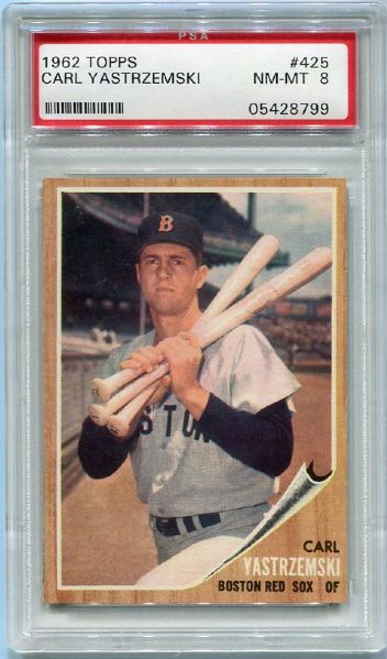 1962 Topps #425 Carl Yastrzemski PSA 8 