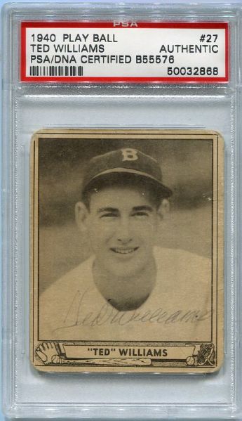 1940 Playball #27 Ted Williams Autographed PSA/DNA Authentic