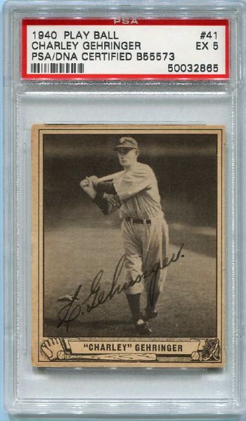 1940 Playball #41 Charley Gehringer Autographed PSA/DNA Authentic