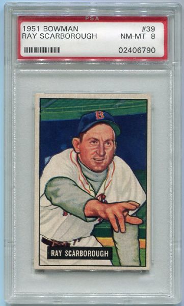 1951 Bowman #39 Ray Scarborough Boston Red Sox PSA 8