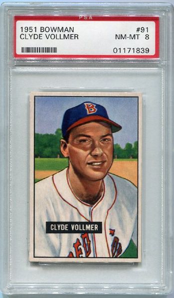 1951 Bowman #91 Clyde Vollmer Boston Red Sox PSA 8