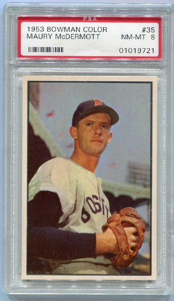1953 Bowman Color #35 Maury McDermott PSA 8