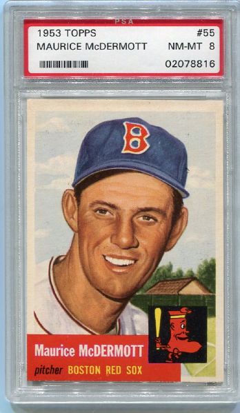 1953 Topps #55 Maurice McDermott PSA 8