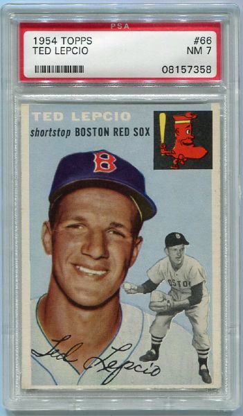 1954 Topps #66 Ted Lepcio, Boston Red Sox PSA 7