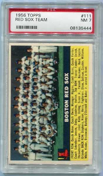 1956 Topps #111 Boston Red Sox Team Card PSA 7