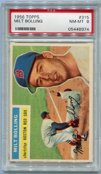 1956 Topps #315 Milt Bolling, Boston Red Sox PSA 8