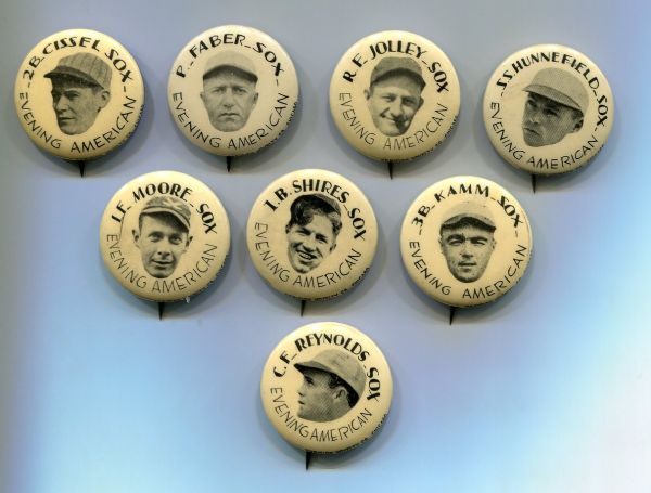 1930 Chicago Evening American Pins Lot of Eight Different White Sox Players
