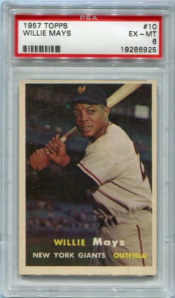 1957 Topps #10 Willie Mays PSA 6
