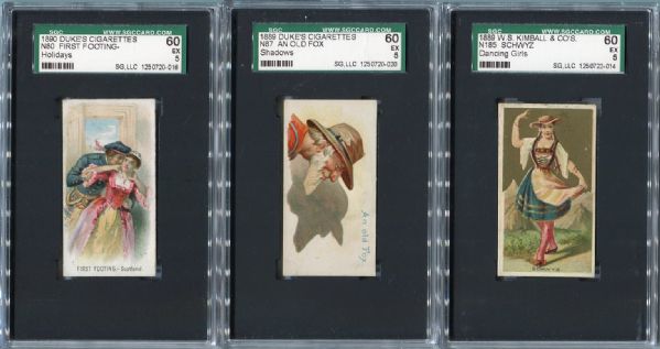 Lot of Three Graded Non-Sports Cards N80, N87 & N185 All SGC 60