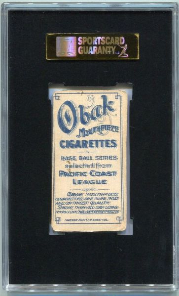 T212-1 1909 Obak Howse Sacramento Double Printed Back Scrap SGC AUT