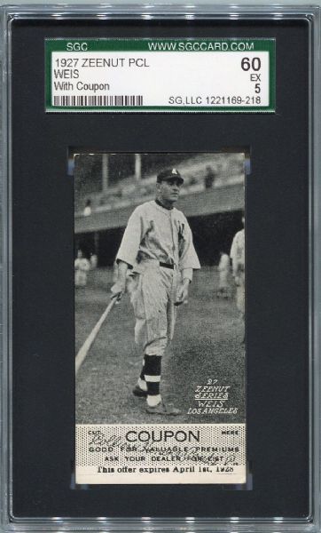 E137 1927 Zeenut Weis Los Angeles With Coupon SGC 60