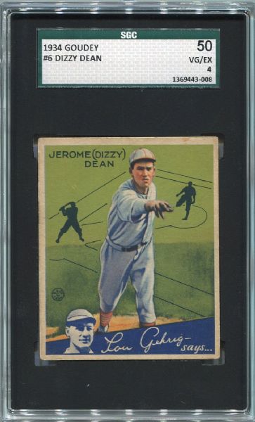 1934 Goudey #6 Dizzy Dean SGC 50