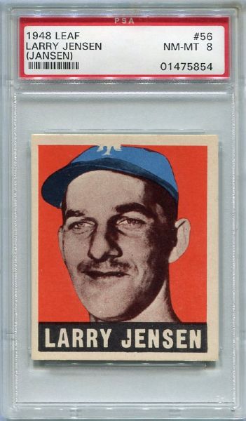 1948 Leaf #56 Larry Jensen PSA 8