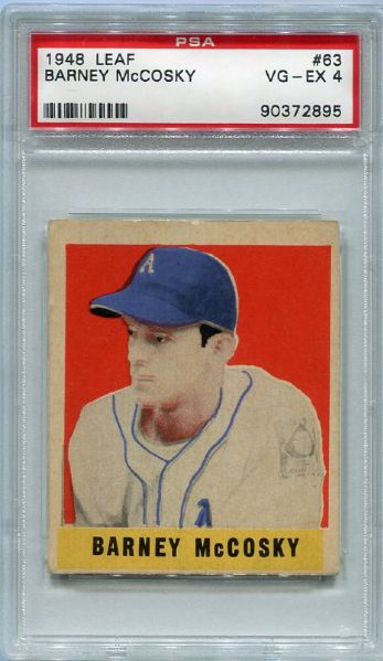 1948 Leaf #63 Barney McCosky SP PSA 4