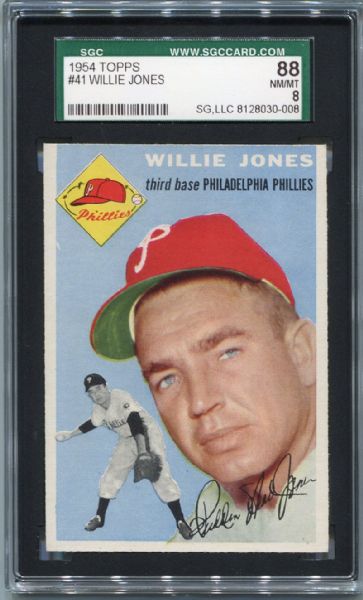 1954 Topps #41 Willie Jones SGC 88