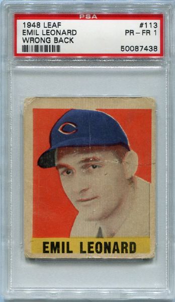 1948 Leaf #113 Emil Leonard SP Wrong Back PSA 1