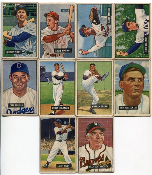 1951 Bowman Baseball Lot of 13 Different - Many Stars & HOFers