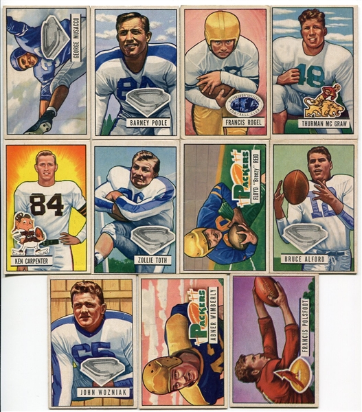1951 Bowman Football Lot of 14 Different 
