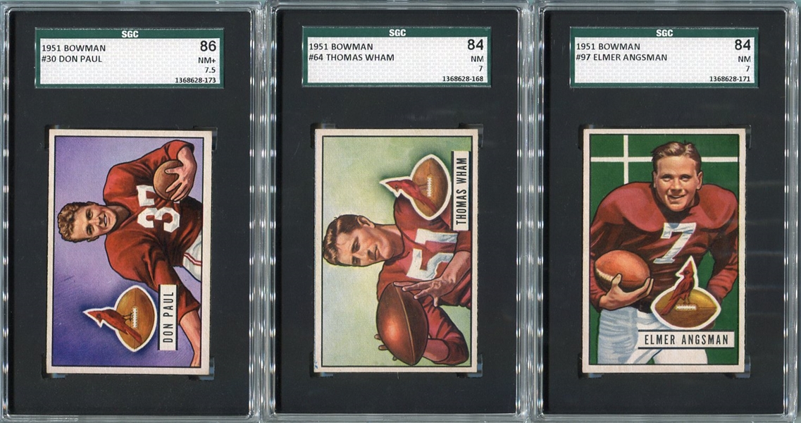 1951 Bowman Football Lot of 5 High Grade SGC Cards