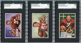 1951 Bowman Football Lot of 5 High Grade SGC Cards