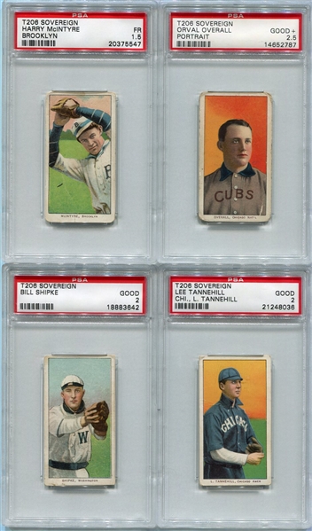 T206 Lot of 12 Sovereign 150 & 350 Backs All PSA Graded