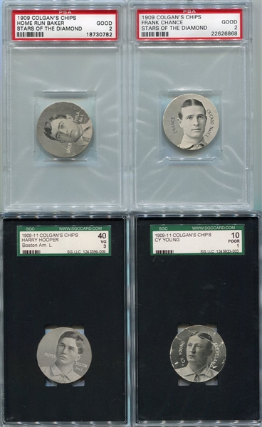 E254 Colgans Chips Stars of The Diamond Collection of 43 Nearly All Different W/11 HOFers and 3 Tins