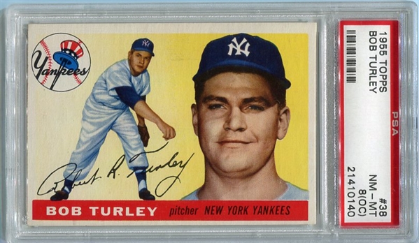 1955 Topps #38 Bob Turley PSA 8 OC