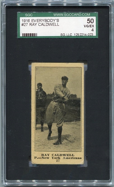 1916 Everybodys #27 Ray Caldwell SGC 50