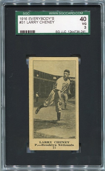 1916 Everybodys #31 Larry Cheney SGC 40