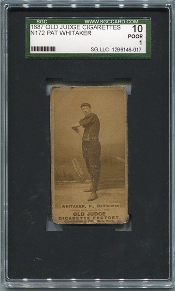 N172 Old Judge Cigarettes Pat Whitaker Baltimore SGC 10