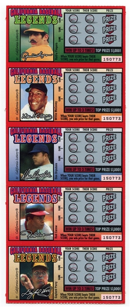 1990s California Unused "California Baseball Legends" Lottery Tickets
