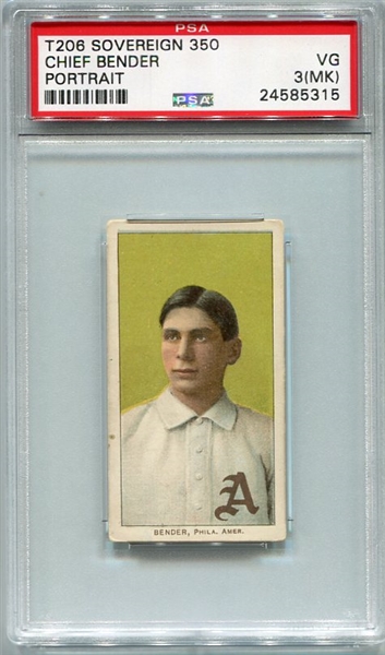 T206 Chief Bender Portrait Sovereign 350 PSA 3MK