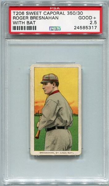 T206 Roger Bresnahan With Bat PSA 2.5