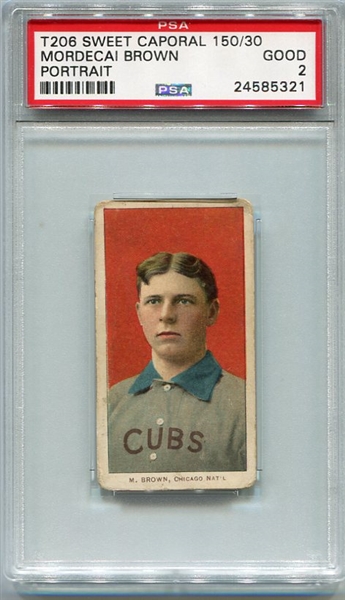 T206 Mordecai Brown Portrait PSA 2